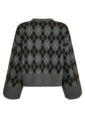 Kick check knit bluse Antracit Neo Noir 